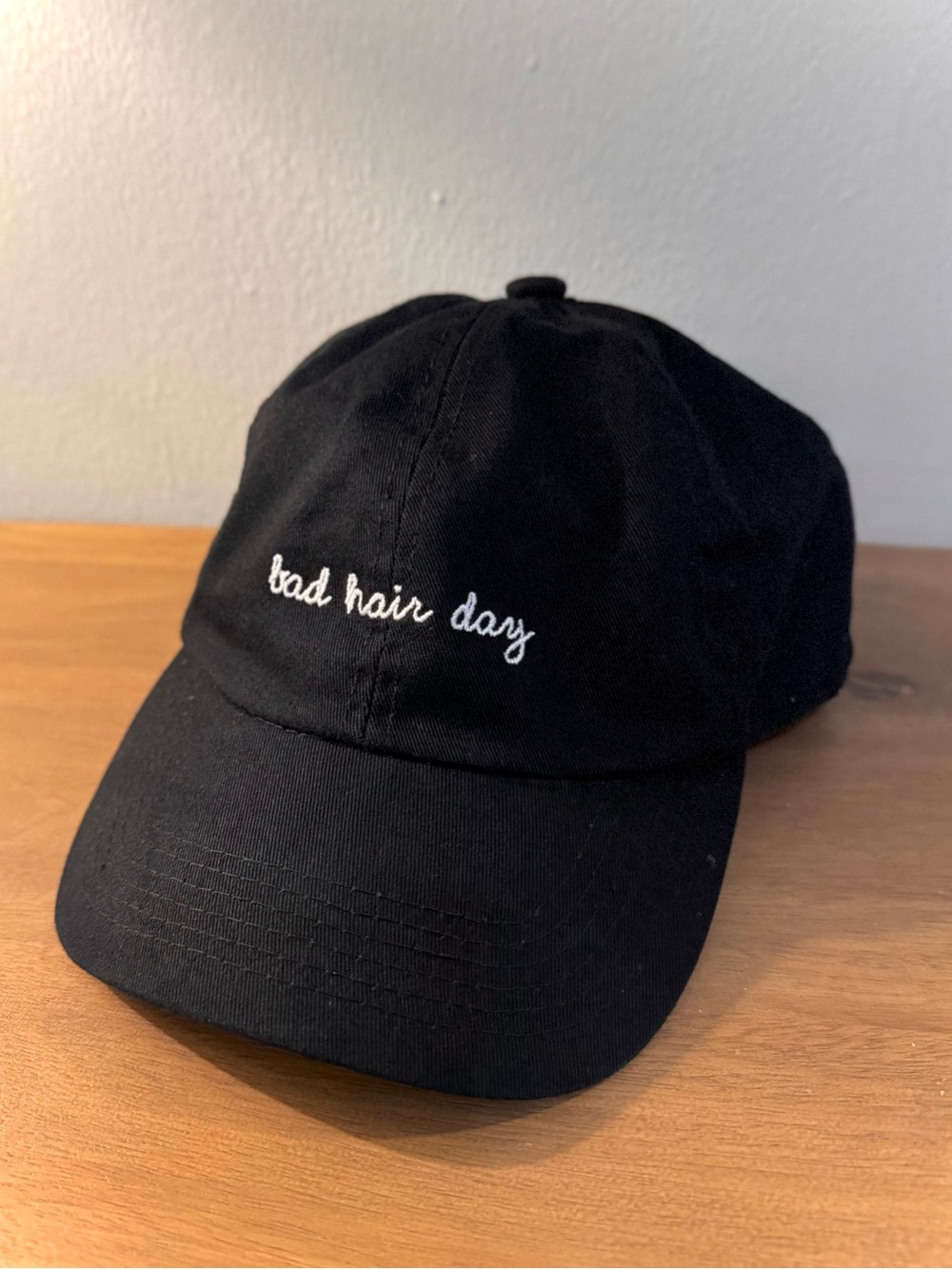 "bad hair day" embroidered baseball cap